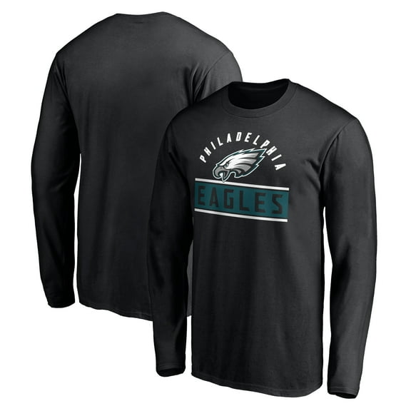 Men's Black Philadelphia Eagles Team Arch Knockout Long Sleeve T-Shirt