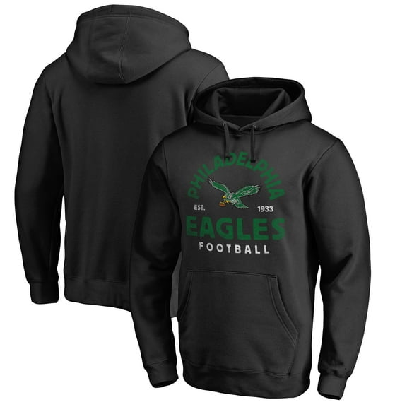 Men's Black Philadelphia Eagles Timeless Collection Vintage Arch Pullover Hoodie