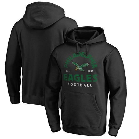 Men's Black Philadelphia Eagles Timeless Collection Vintage Arch Pullover Hoodie