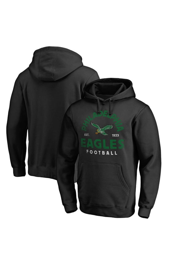 Men's Black Philadelphia Eagles Timeless Collection Vintage Arch Pullover Hoodie