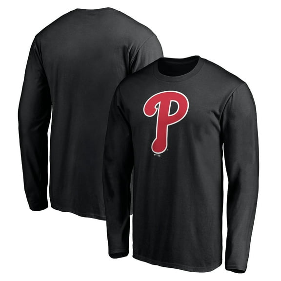 Men's Black Philadelphia Phillies Official Team Logo Long Sleeve T-Shirt