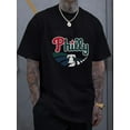 thumbnail image 1 of Men's Black Philly Liberty Bell Graphic T-Shirt - Short Sleeve Round Neck Casual Summer Tee with Geometric Design, Machine Washable Regular Fit for Casual Attire, Streetwear Style, Statement Shirt, 1 of 5