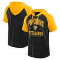 thumbnail image 1 of Men's Logo Athletic Black Pittsburgh Penguins Prime Raglan Short Sleeve Pullover Hoodie, 1 of 3