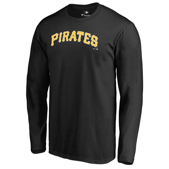 Men's Black Pittsburgh Pirates Team Wordmark Long Sleeve T-Shirt