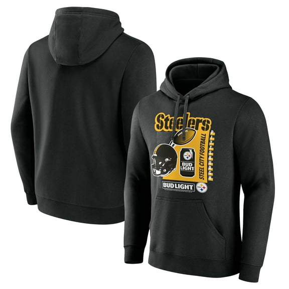 Men's Black Pittsburgh Steelers Bud Light Pullover Hoodie