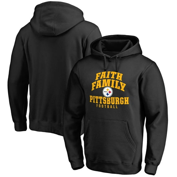 Men's Black Pittsburgh Steelers Faith Family Pullover Hoodie