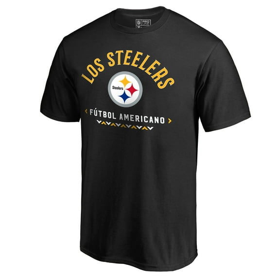 Men's Black Pittsburgh Steelers Futbol Americano T-Shirt