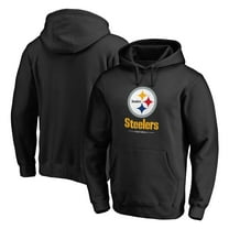 Men's Black Pittsburgh Steelers Logo Team Lockup Fitted Pullover Hoodie