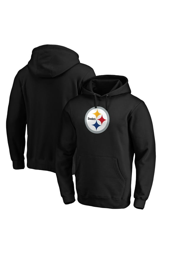 Men's Black Pittsburgh Steelers Primary Logo Fitted Pullover Hoodie