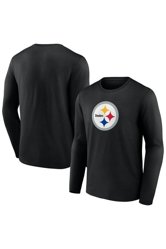 Men's Black Pittsburgh Steelers Primary Team Logo Long Sleeve T-Shirt