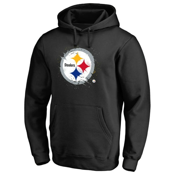Men's Black Pittsburgh Steelers Splatter Logo Pullover Hoodie