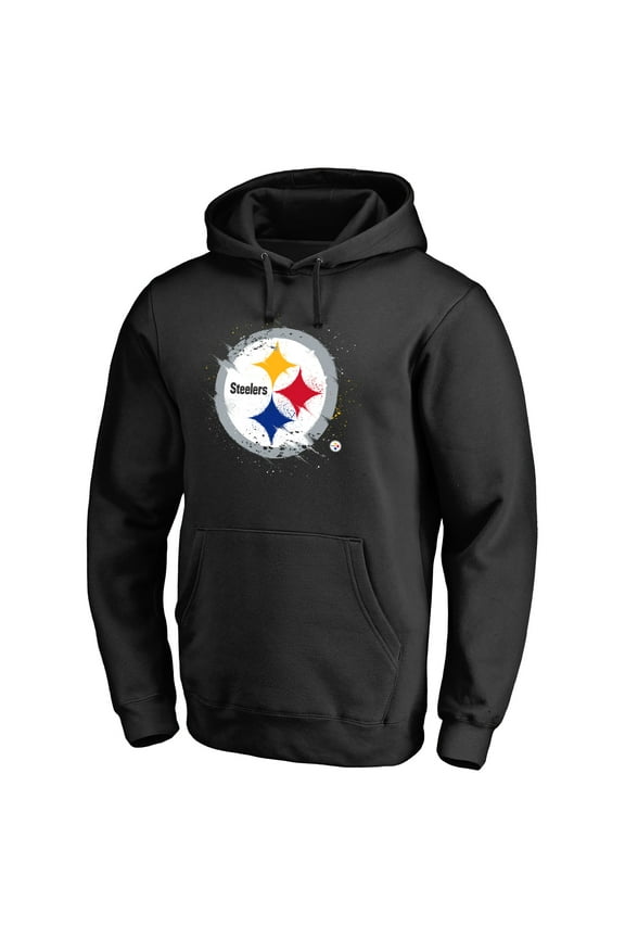 Men's Black Pittsburgh Steelers Splatter Logo Pullover Hoodie