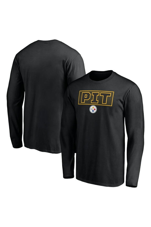 Men's Black Pittsburgh Steelers Squad Throwbacks Long Sleeve T-Shirt