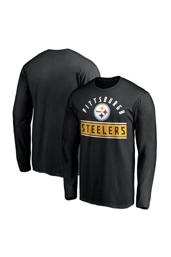 Men's Black Pittsburgh Steelers Team Arch Knockout Long Sleeve T-Shirt