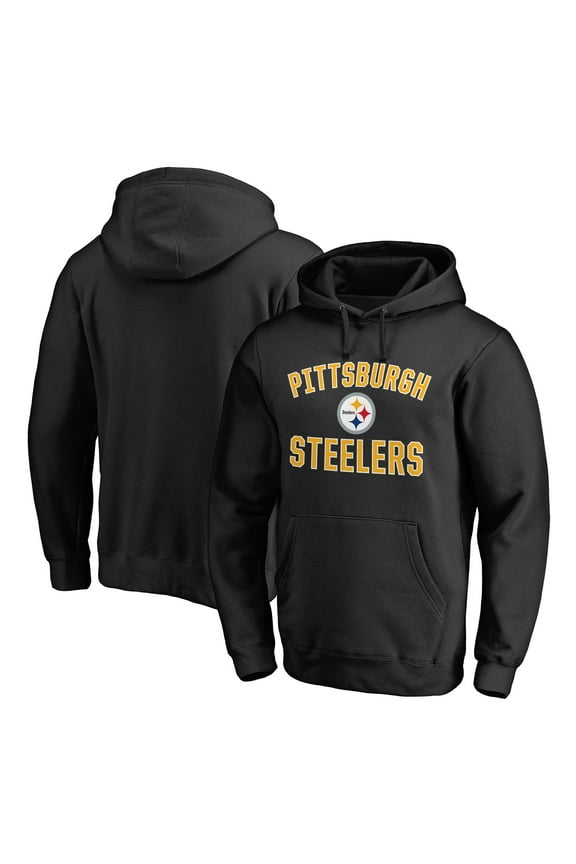 Men's Black Pittsburgh Steelers Victory Arch Team Fitted Pullover Hoodie