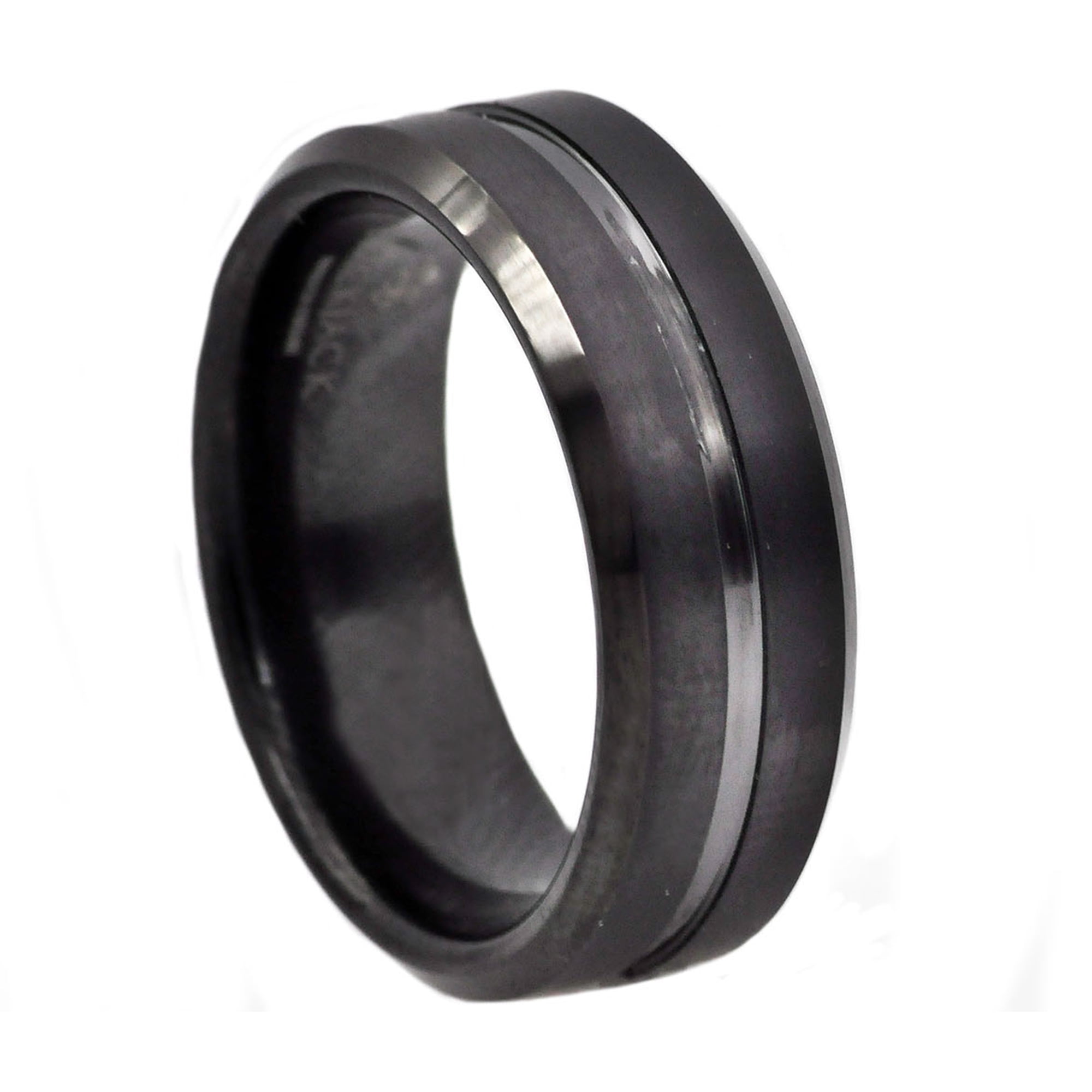 Men's Black Plated Tungsten Band Ring