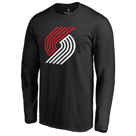 Men's Black Portland Trail Blazers Fresh Primary Logo Long Sleeve T-Shirt