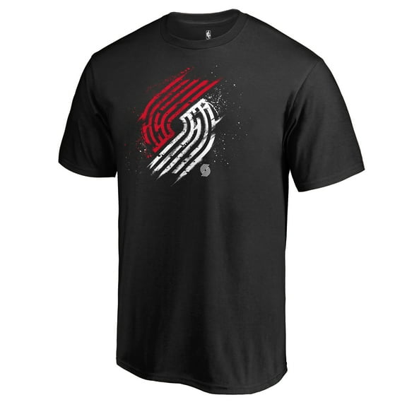 Men's Black Portland Trail Blazers Splatter Logo T-Shirt