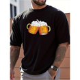 thumbnail image 1 of Men's Black Print Tshirt Graphic Tees Shirts Funny Beer Mugs Toast Humor Design Casual Tops S-11XL, 1 of 5