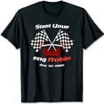 thumbnail image 1 of Men's Black Racing Graphic T-Shirt with Checkered & Red Race Car Design, 1 of 5