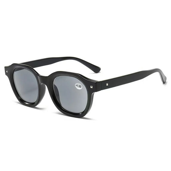 Men's Black Reading Glasses Women's Square Classic Tinted Gray Sunglasses Readers UV +4.00