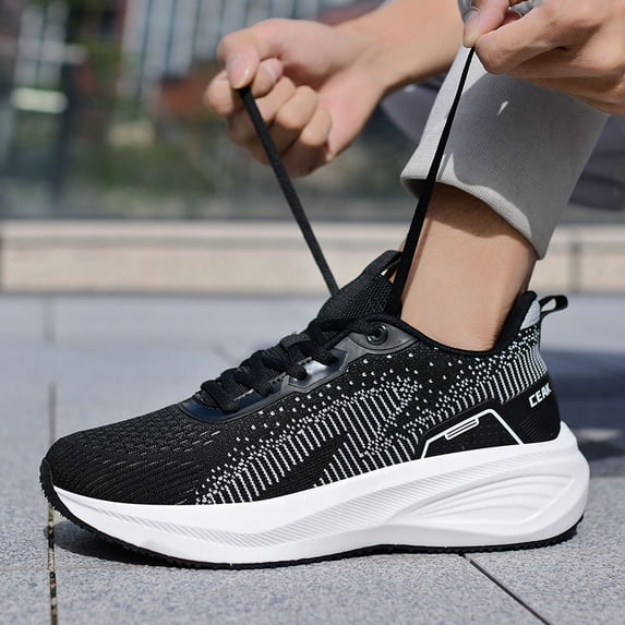 Men's Black & Red Breathable Mesh Running Shoes, Lightweight Athletic Sneakers for Sports, Gym, and Casual Wear