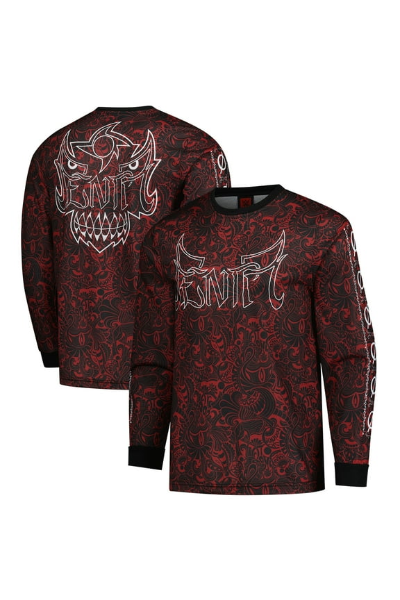 Men's Black/Red Penta Stained Ink Long Sleeve T-Shirt