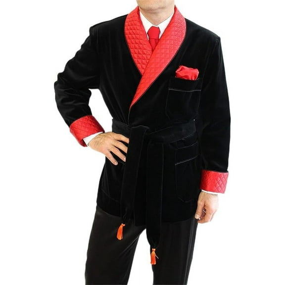 Men's Black Robes Quilted Smoking Jackets Christmas Everning Host Wear Jacket Cocktail Parties Robes&nbsp;