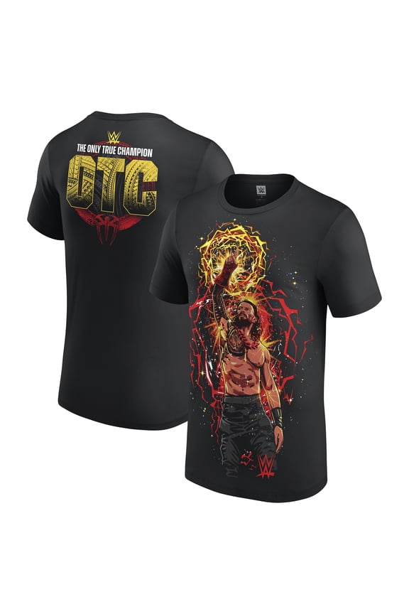 Men's Black Roman Reigns Aura Cartoon T-Shirt