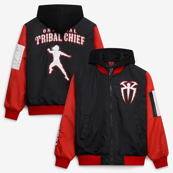 Men's Black Roman Reigns Full-Zip Hooded Jacket