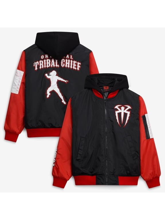 Men's Black Roman Reigns Full-Zip Hooded Jacket