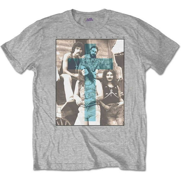 Men's Black Sabbath Blue Cross Slim Fit T-shirt Small Grey