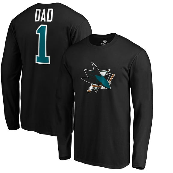 Men's Black San Jose Sharks #1 Dad Long Sleeve T-Shirt