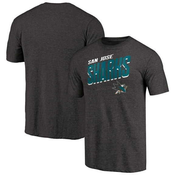 Men's Black San Jose Sharks Slant Strike Tri-Blend T-Shirt