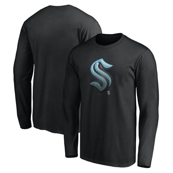 Men's Black Seattle Kraken Midnight Mascot Long Sleeve T-Shirt