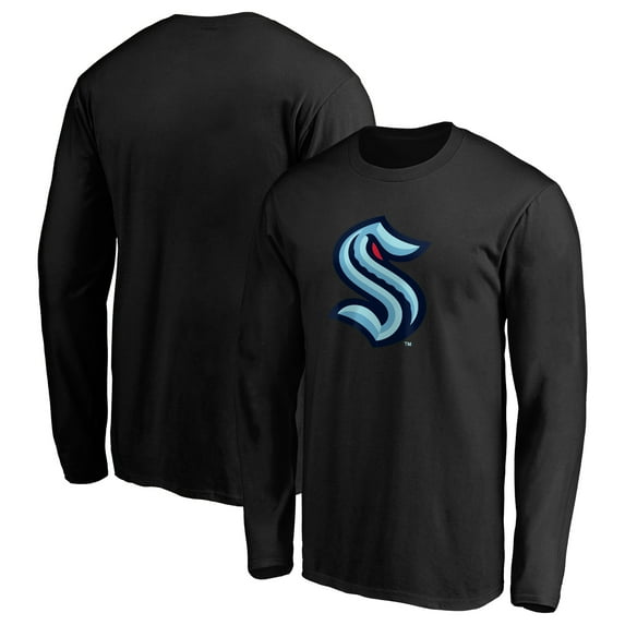 Men's Black Seattle Kraken Primary Logo Long Sleeve T-Shirt
