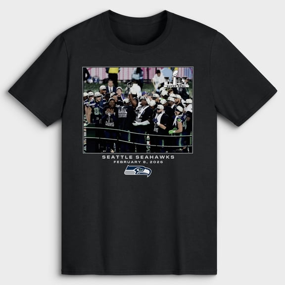 Men's Black Seattle Seahawks NFL Flash Features Super Bowl LX T-Shirt
