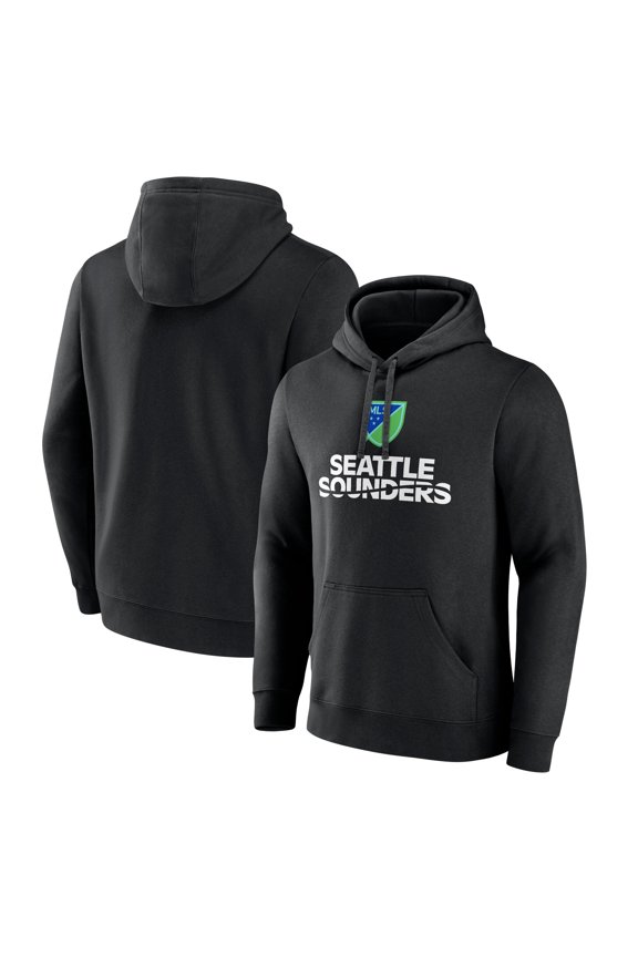 Men's Black Seattle Sounders FC Shielded Logo Pullover Hoodie