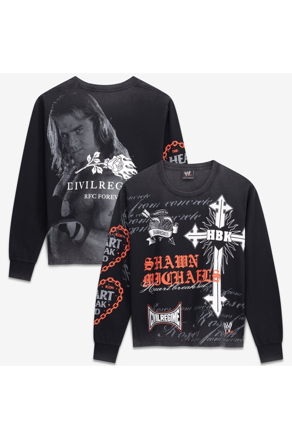 Men's Black Shawn Michaels Civil Regime Raise Hell Boxy Long Sleeve T-Shirt