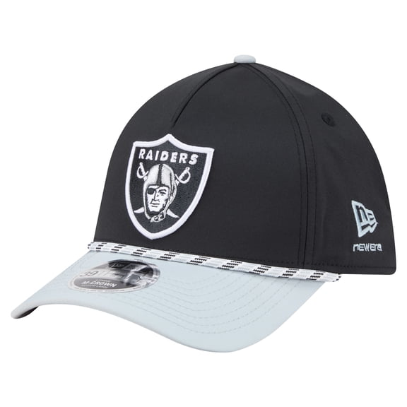 Men's Black/Silver Las Vegas Raiders Rope M-Crown A-Frame 39THIRTY Flex Hat