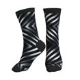 thumbnail image 1 of Men's Black Silver Stripe Novelty Athletic Socks Women's Digital Printing Funky Patterned Crew Socks, 1 of 7