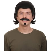 Mens Black Slick Back Dutch Action Adventure Game Cosplay Wig Adult Synthetic Super Short Updo Hair for Halloween Costume Party