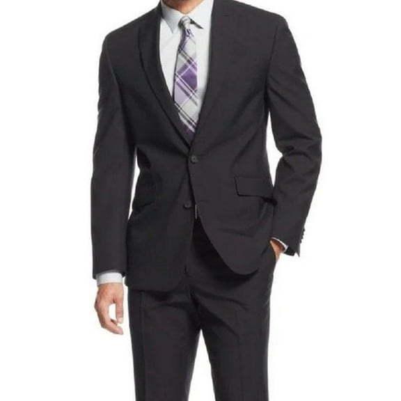 Men's Black Slim Suit 1960s Skinny Fitted Solid Color Vinci SC900-12