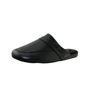 Mens Black Slipper Fashion Open Back Leather Slippers Lightweight Durable Waterproof