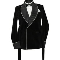 Men's Black Smoking Jackets Quilted Robes Smoking Jackets Coat Black Velvet Party Wear Smoking Jackets 