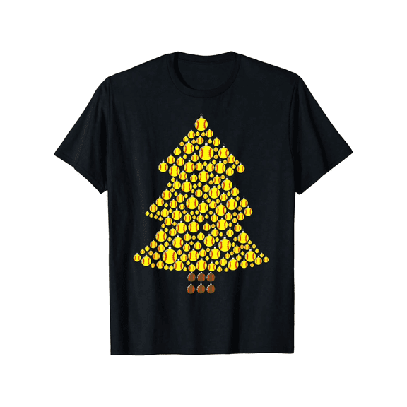 Men’s Black Softball Christmas Tree Holiday T-Shirt