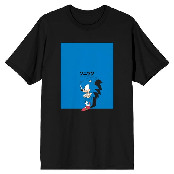 Men's Black Sonic The Hedgehog Retro Tee-XS