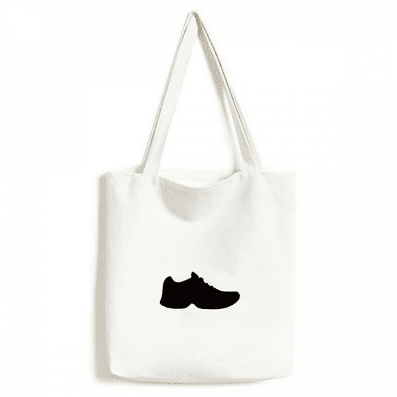 Men's Black Sports Shoes Outline Pattern Tote Canvas Bag Shopping Satchel Casual Handbag