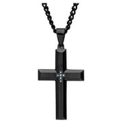 BRILLIANCE FINE JEWELRY Men's Black IP Stainless Steel Diamond Accent Cross - Mens Pendant Necklace Chain