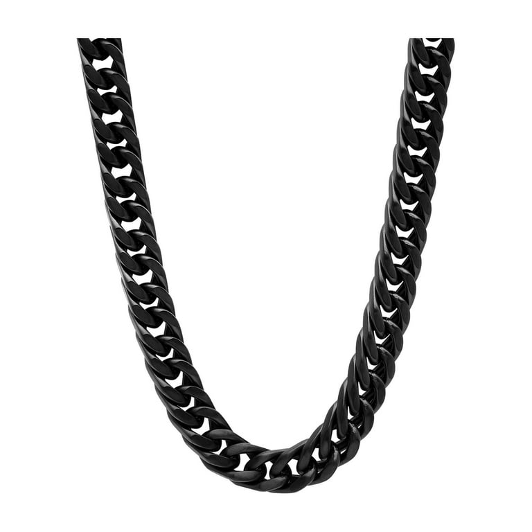 Men's Black Stainless Steel Curb Link Chain Necklace 